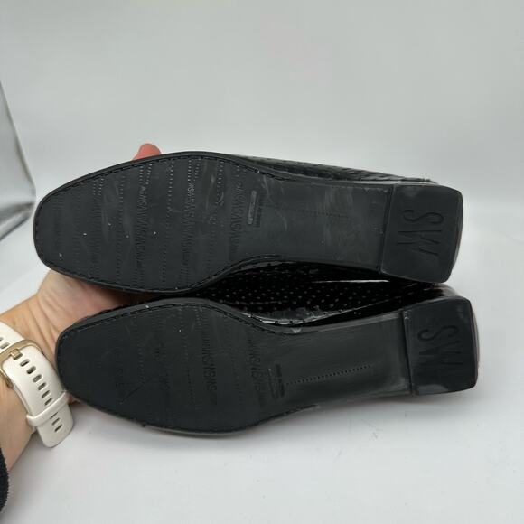 Stuart Weitzman Black Patent Leather Loafers Flats Front Buckle Womens Size 4M - Picture 16 of 16